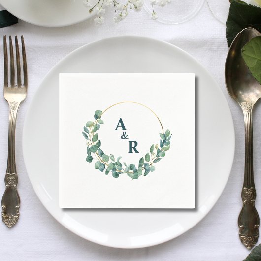 Ampersand Monogram Greenerenerals Initials Wedding Serviette