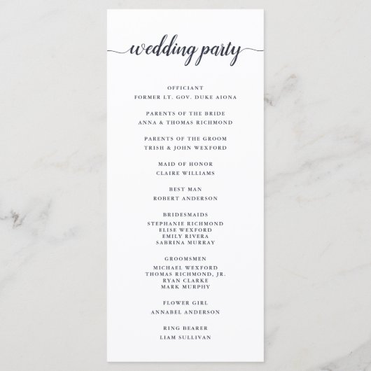 Ampersand Monogram-Hochzeitsprogramm Programm (Rückseite)