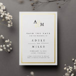 Ampersand Monogram Save the Date Card Folieneinladung<br><div class="desc">Einfach und elegant speichern Sie die Dattelkarten benachrichtigen Sie Ihre Gäste über Ihre bevorstehende Hochzeit im zeitlosen Stil. Knackige Schwarz-Weiß-Karten mit goldenen Folienakzenten ermöglichen die Bearbeitung Ihrer Initialen in einem Monogramm-Design, verbunden mit einem Kalligraphieskriptampersand. Unter "Save the Date" erscheint unter der Überschrift Ihr Name, Ihr Hochzeitsdatum und Ihr Standort darunter....</div>