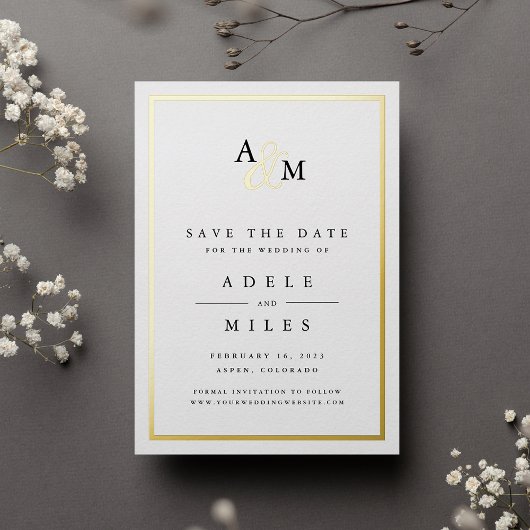 Ampersand Monogram Save the Date Card Folieneinladung