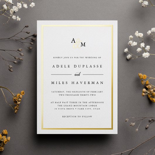 Ampersand Monogram Wedding Folieneinladung