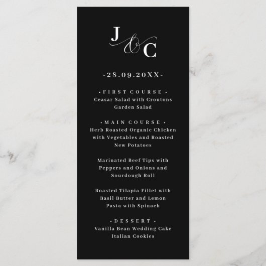 Ampersand Monogram Wedding Menu Menükarte (Vorderseite)