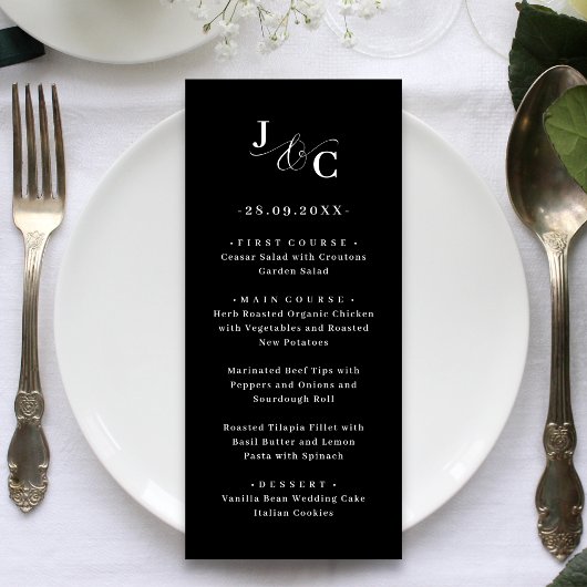 Ampersand Monogram Wedding Menu Menükarte