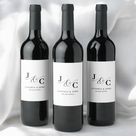 Ampersand Monogram Wedding Weinetikett