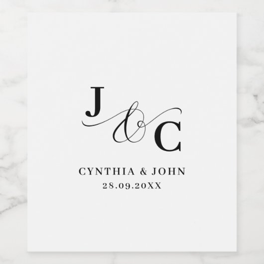 Ampersand Monogram Wedding Weinetikett (Einzelnes Label)