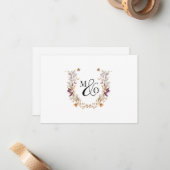 Ampersand Monogram Wedding Wildblume Mitteilungskarte (Vorderseite/Rückseite Beispiel)