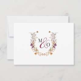 Ampersand Monogram Wedding Wildblume Mitteilungskarte