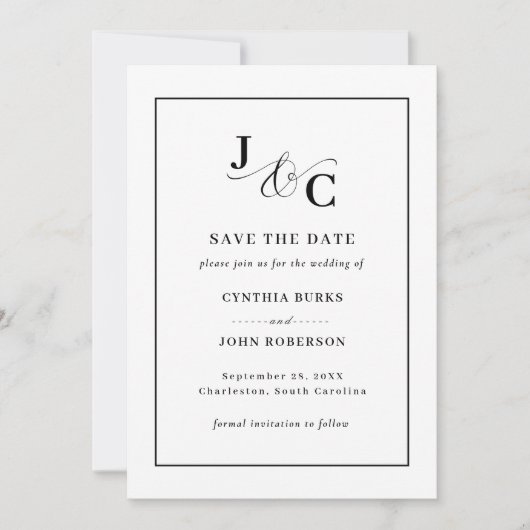 Ampersand-Monogramm-Hochzeit Speichern Sie die Dat Save The Date (Vorderseite)