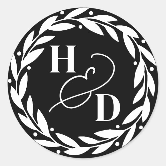 Ampersand Paare Initials Wreath Wedding Runder Aufkleber (Vorderseite)