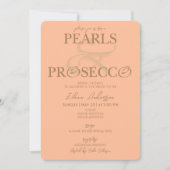 Ampersand Peach Fuzz Pearls Prosecco Brautparty Einladung (Vorderseite)