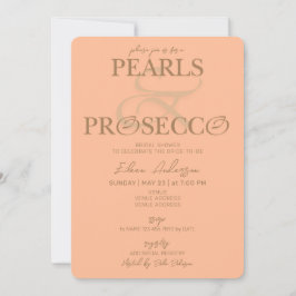 Ampersand Peach Fuzz Pearls Prosecco Brautparty Einladung