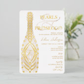 Ampersand Perlen & Prosecco Brautparty Gold Folieneinladung (Stehend vorne)