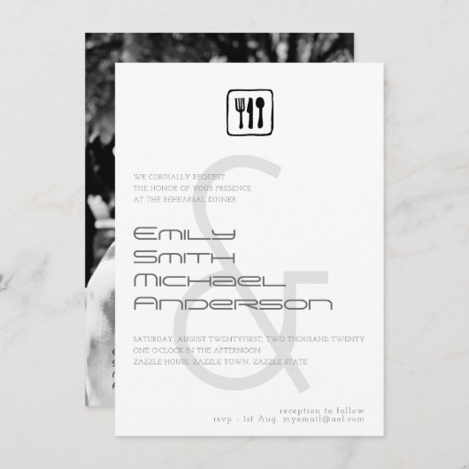AMPERSAND Probe Dinner FOTO Hochzeit Einladungen (Vorne/Hinten)