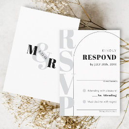 Ampersand RSVP-Karte für moderne White Arch Weddin RSVP Karte