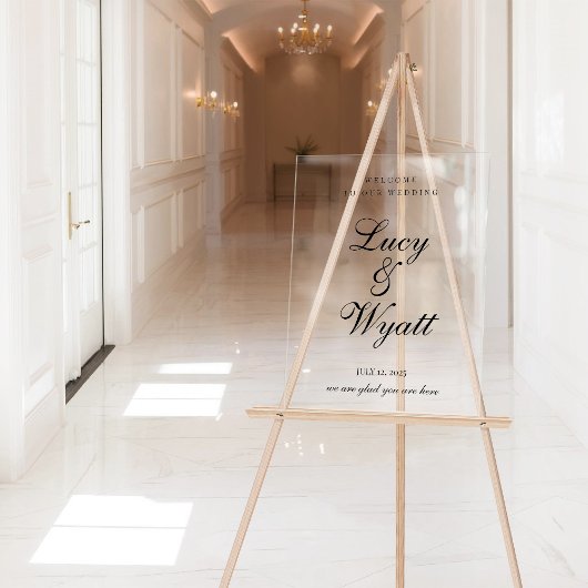 Ampersand Scripty Black & White Wedding Sign Acrylschild