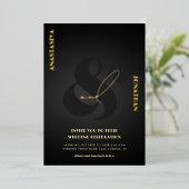 Ampersand Stilvolles Script Black Dark Wedding Rea Folieneinladung (Stehend vorne)