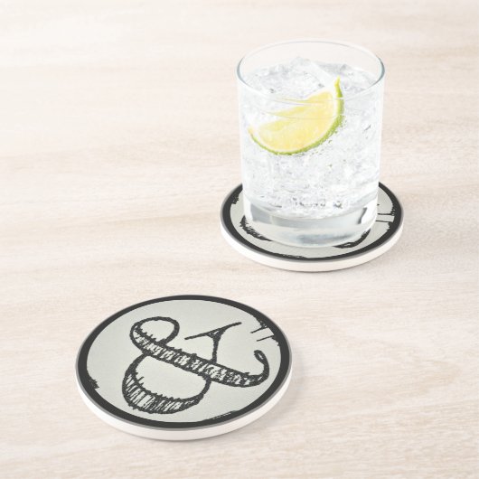 Ampersand Symbol Scribbled auf Grau Getränkeuntersetzer (Seite)