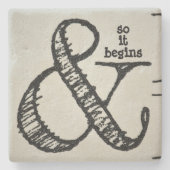 Ampersand-Symbol und so beginnt es natürlich Steinuntersetzer (Vorderseite)