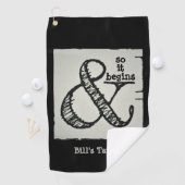 Ampersand-Symbol und so beginnt es schwarzes Bar H Golfhandtuch (Insitu)