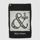 Ampersand-Symbol und so beginnt es schwarzes Bar H Golfhandtuch (Vorderseite)