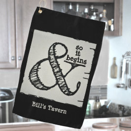 Ampersand-Symbol und so beginnt es schwarzes Bar H Golfhandtuch