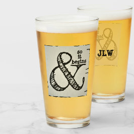 Ampersand-Symbol und so beginnt es Spaß Glas