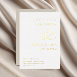 Ampersand Taupe Beige Hochzeit speichern das Datum Folieneinladung