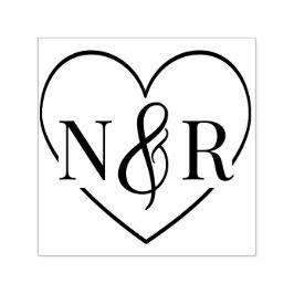 Ampersand und Herz Niedliche einfache Hochzeitsmon Permastempel