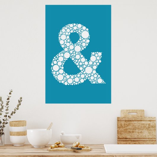 Ampersand (und Symbol) Blauer Bläschen Typ Poster (Küche)