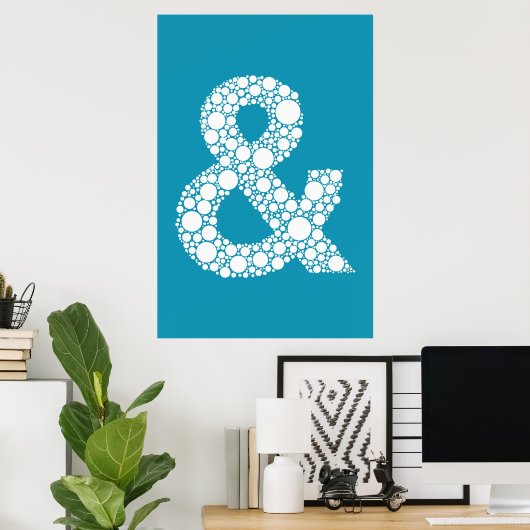Ampersand (und Symbol) Blauer Bläschen Typ Poster (Heimbüro)