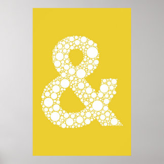 Ampersand (und Symbol) Poster. Grauer Text auf Gel Poster