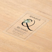 Ampersand, weiße Blume und Eukalyptus-Hochzeit Acryleinladungen (Ablage )