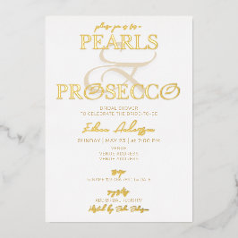 Ampersand Weiße Perlen & Prosecco Brautparty Folieneinladung