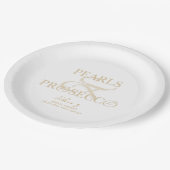 Ampersand Weiße Perlen & Prosecco Brautparty Pappteller (Schrägansicht)