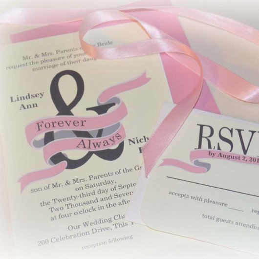 Ampersand Whimsisches rosa Band Banner Einladung