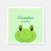 Amphibien Frog Geburtstagsparty Grün Thema Serviette (Vorderseite)