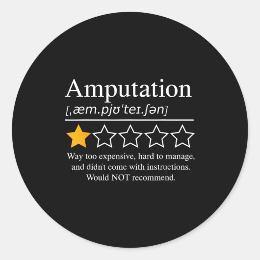 Amputation Amputee Funny Prosthetic Leg Arm Recove Runder Aufkleber (Vorderseite)