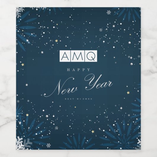 AMQ Happy New Year Wine Bottle Label Weinetikett (Einzelnes Label)