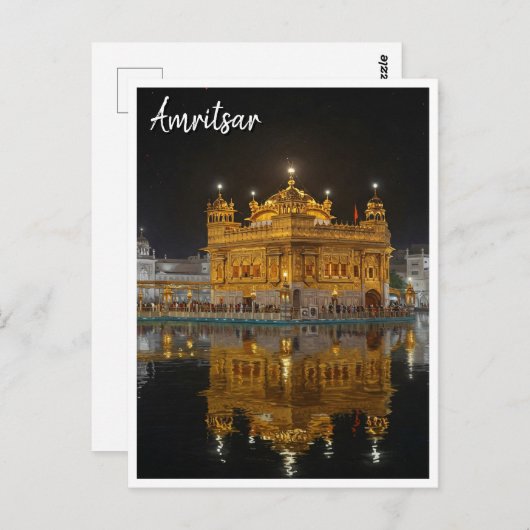 Amritsar Golden Tempel India Night Postkarte (Vorne/Hinten)