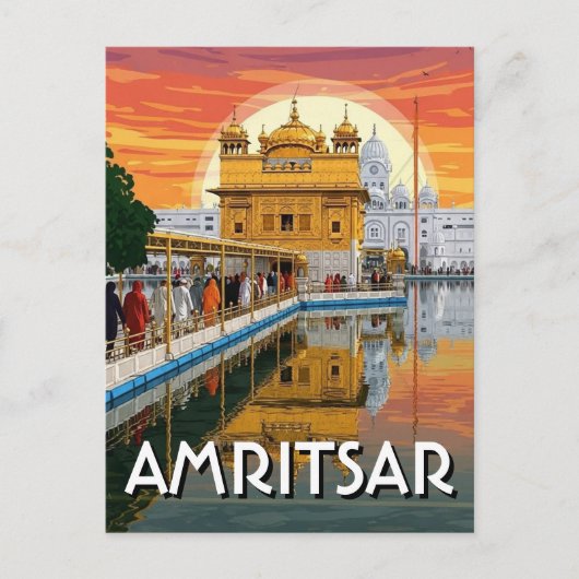 Amritsar Goldener Tempel Indien Postkarte (Vorderseite)