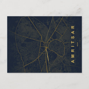Amritsar Indien Stadtplan Minimales Design Postkar Postkarte