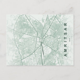 Amritsar Indien Stadtplan Minimalistisches Design Postkarte