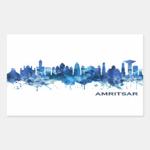 Amritsar Punjab Skyline Blue Rechteckiger Aufkleber