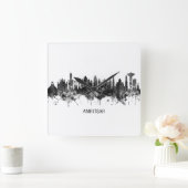 Amritsar Punjab Skyline BW Quadratische Wanduhr (Zuhause)