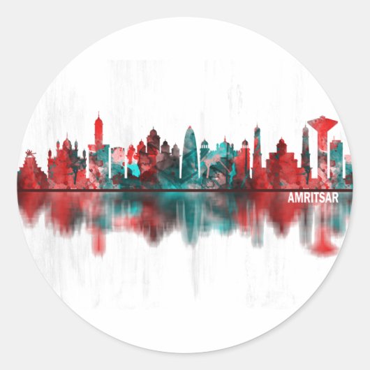 Amritsar Punjab Skyline Runder Aufkleber (Vorderseite)