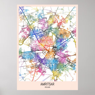 Amritsar Punjab Stadtplan Poster