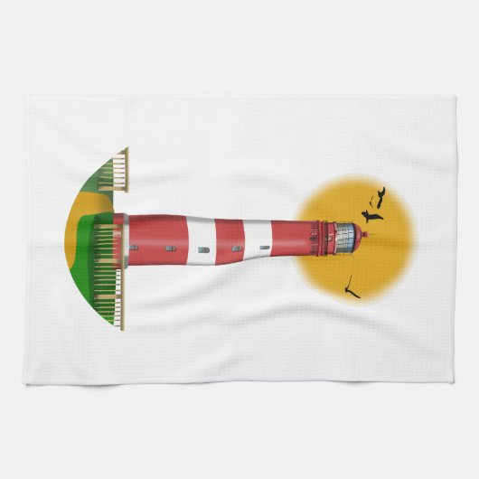 Amrum Lighthouse Deutschland Geschirrtuch (Horizontal)
