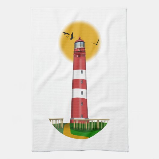 Amrum Lighthouse Deutschland Geschirrtuch (Vertikal)