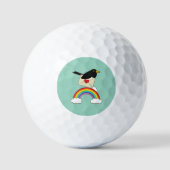Amsel fliegt über den Regenbogen mit Brief Golfball (Vorderseite)
