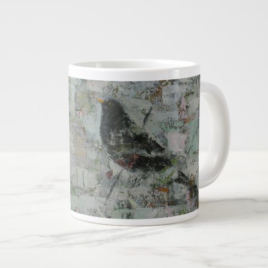 Amsel im Baum Jumbo-Tasse (Vorderseite Rechts)